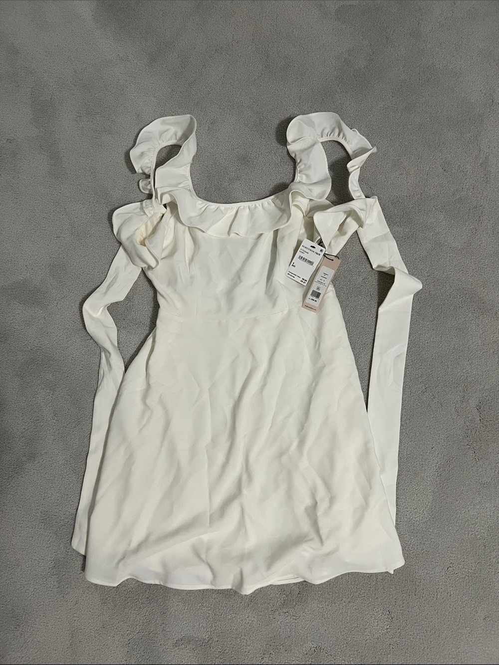 BCBGeneration Cream Ruffle Strap Mini Dress